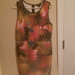 Multi colored feather bodycon dress